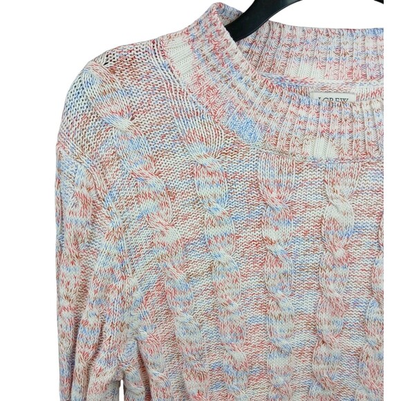 NEW J.CREW Factory Pullover Cableknit Sweater Red White Blue Americana Medium - Picture 4 of 15